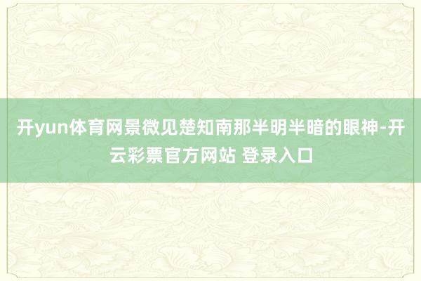 开yun体育网景微见楚知南那半明半暗的眼神-开云彩票官方网站 登录入口